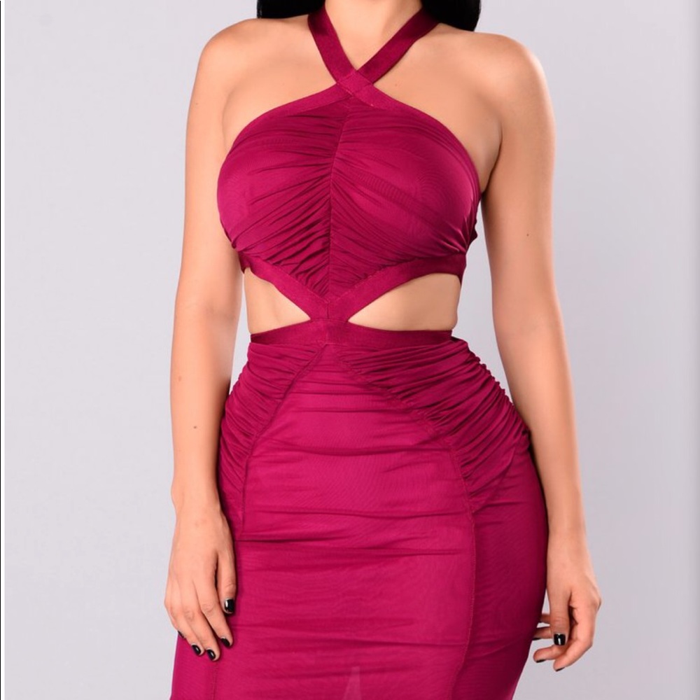 Wine mesh dress